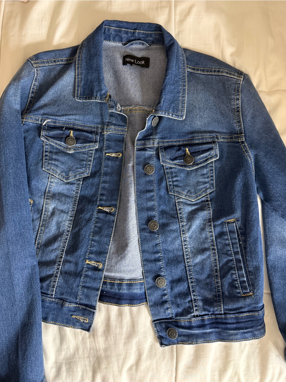 New Look Blue Denim Jacket with Chest Pocket Stitching